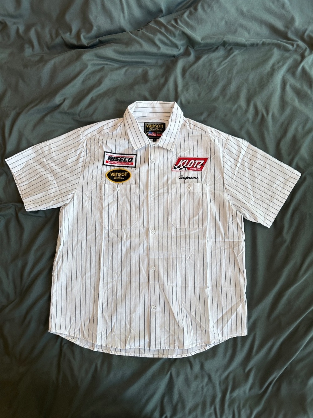 Supreme Vanson Leathers Pinstripe Work Shirt S